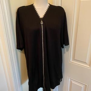 Stephen Y womens  Rhinestone Vintage 
Zip Up Black Sweater Top made in England